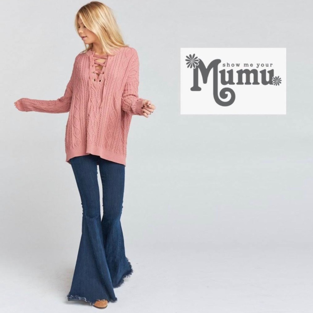 Show Me Your MuMu | Dusty Rose Lace Up Sweater | LARGE